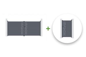 Portail battant 4m ADULA H.180cm + Portillon 1m ADULA aluminium gris main_image