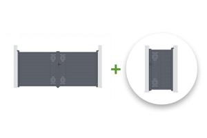Portail battant 4m TRIGLAV H.180cm + Portillon 1m TRIGLAV aluminium gris main_image