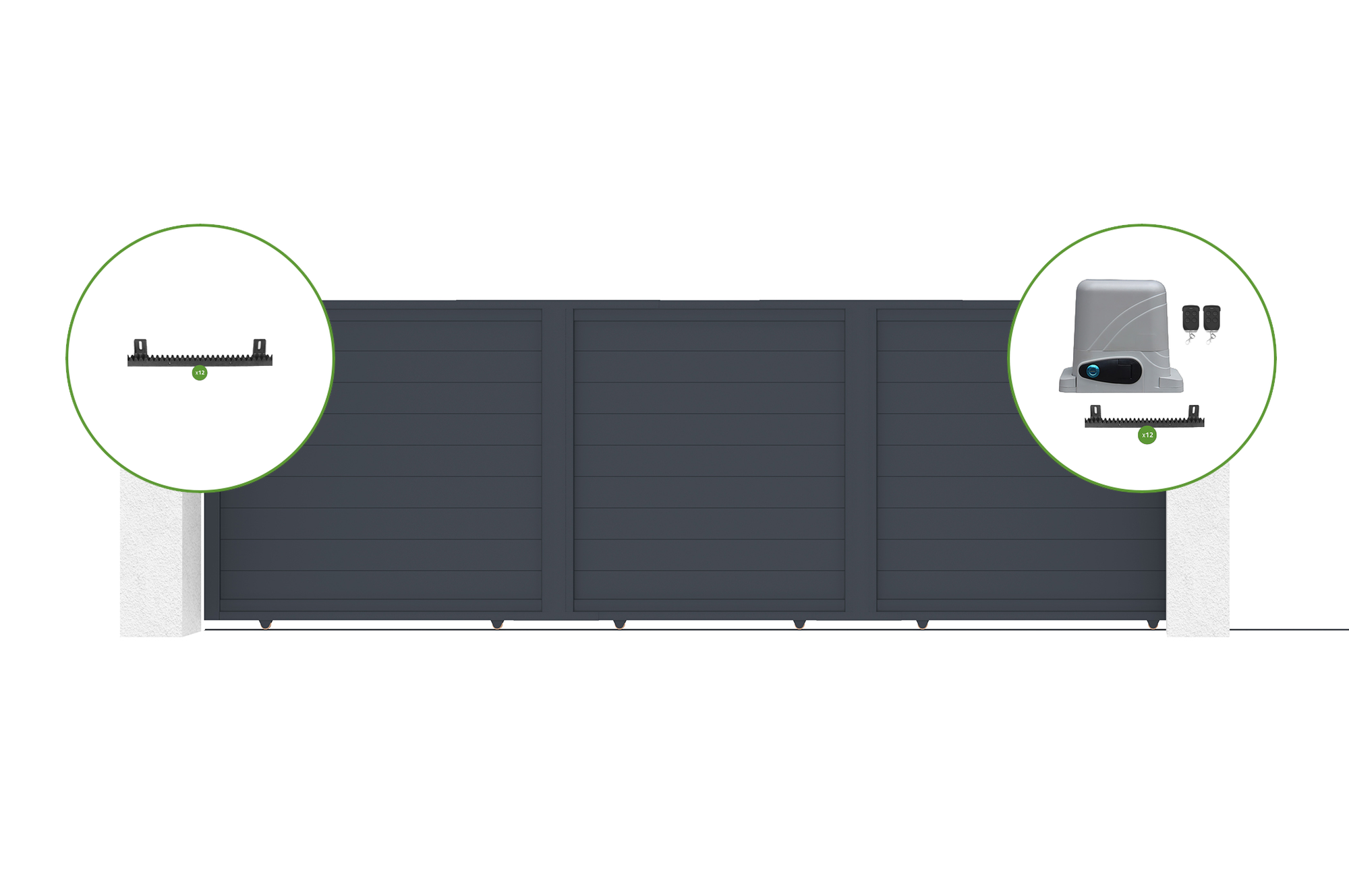 Elektrische schuifpoort 5m EIGER 500C160 + RANGER C300 motorisatie 1