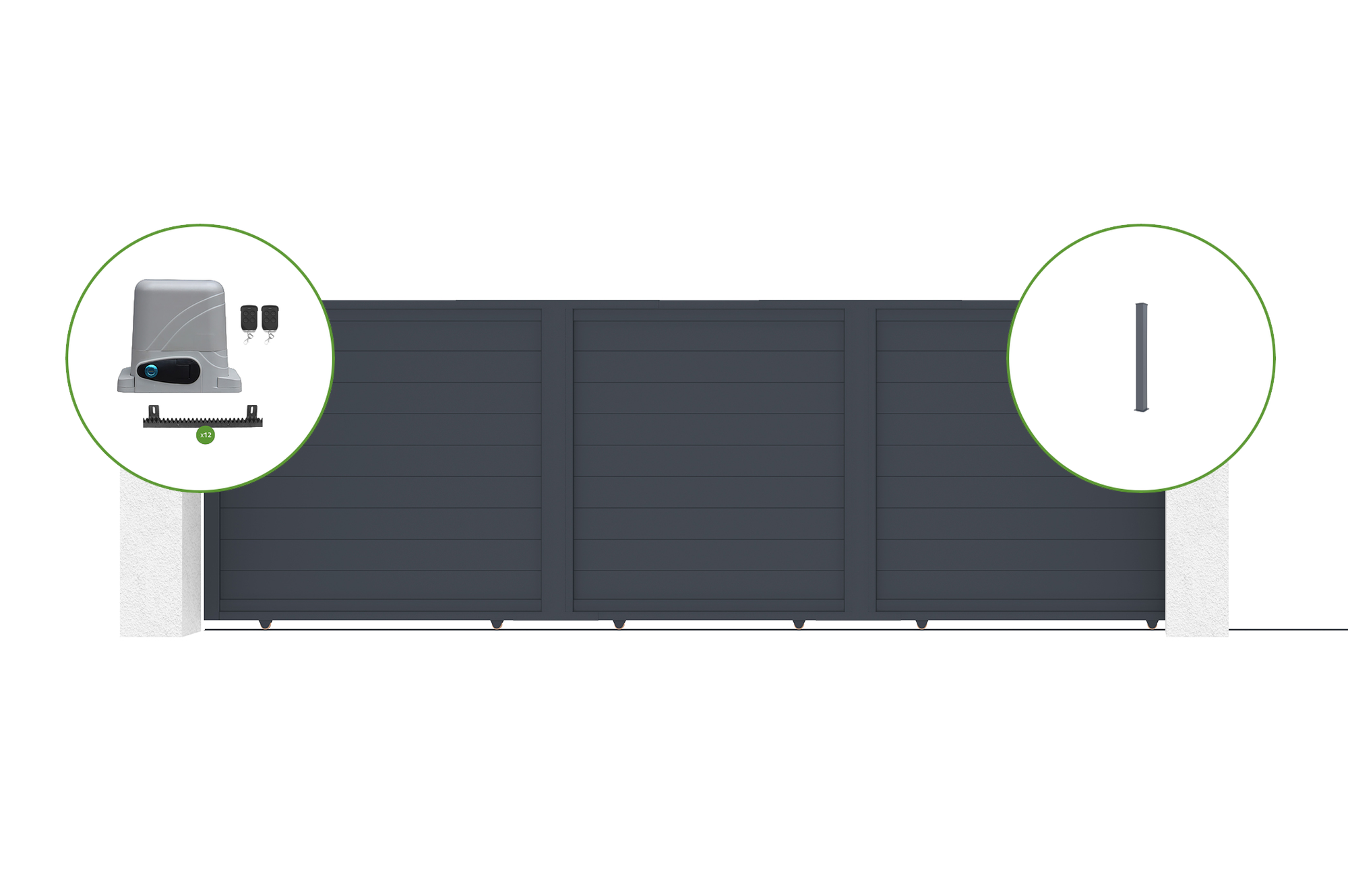 Elektrisk skjutgrind 5m EIGER 500C160 + 2 stolpar + RANGER C300 motor 1