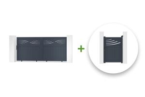 Sliding gate kit 3m HALTI H.140cm + side gate 1m HALTI H.140cm aluminium main_image