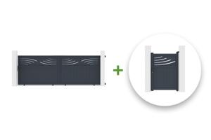 Sliding gate kit 4m HALTI H.140cm + side gate 1m HALTI H.140cm grey aluminium main_image