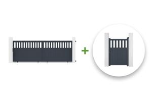 Sliding gate kit 4m SANTIS H.140cm + side gate 1m SANTIS H.140cm grey aluminium main_image