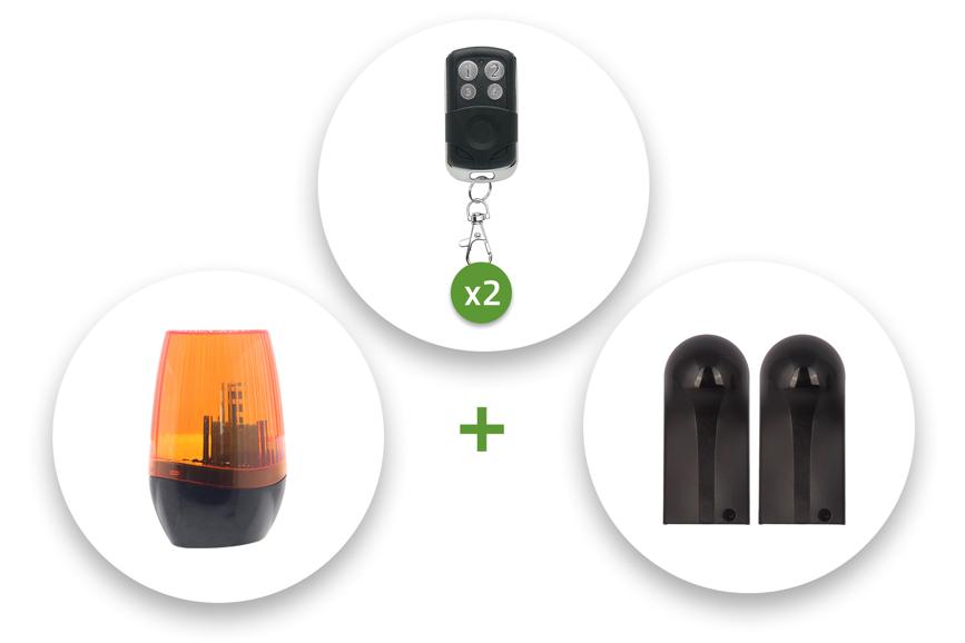 Gate safety kit remote control, flashing light, photocells Casanoov