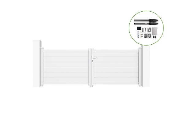Portail battant motorisé 3m EIGER H.115cm blanc + Motorisation HICKER B200 main image