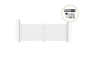 Portail battant motorisé 3m EIGER H.115cm blanc + Motorisation HICKER B200 main_image