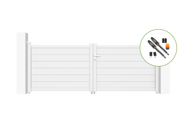 Portail battant motorisé 3m EIGER H.115cm blanc + Motorisation TANKER B700 main image