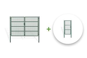 Portail grillagé 3m OLGA H.200cm + Portillon 1m OLGA H.200cm vert main_image