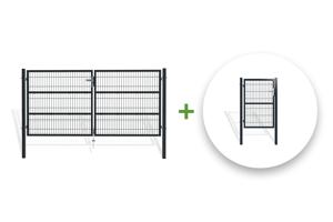 Portail grillagé 3m RAZO H.140cm + Portillon 1m RAZO H.140cm gris main_image