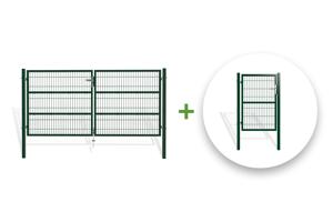 Portail grillagé 3m RAZO H.140cm + Portillon 1m RAZO H.140cm vert main_image