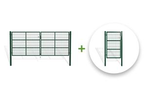 Portail grillagé 4m RAZO H.160cm + Portillon 1m RAZO H.160cm vert main_image