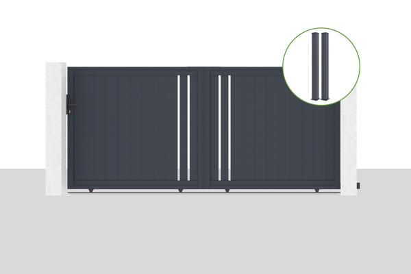 Puerta corredera exterior​ 3,5m GIONA Alt.160cm + 2 posts EIFEL Alt.190cm gris main image