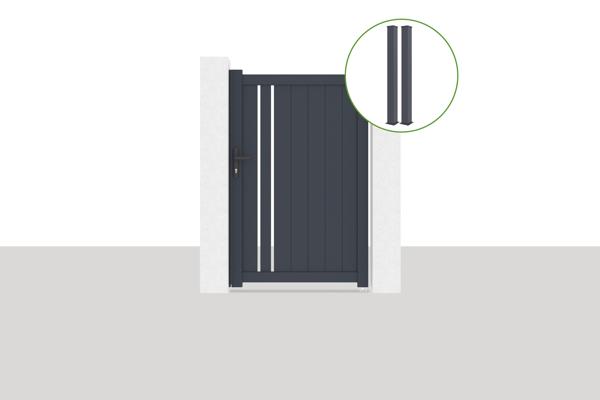 Side gate 1m GIONA H.160cm + 2 gate posts EIFEL H.190cm grey main image