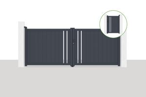 Swing gate 3,5x1,4m GIONA + side gate GIONA H.1,4m grey main_image
