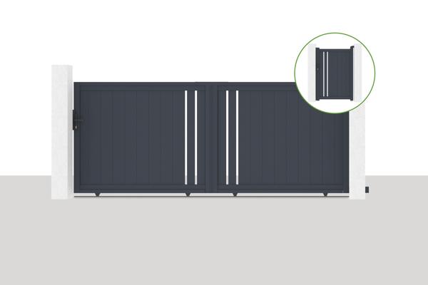 Schiebetor 3,5x1,4m GIONA + GIONA-Tor H.1,4m grau main image