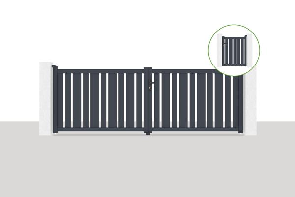 Swing gate 3,5x1,2m VEYMONT + side gate 1m VEYMONT H.1,2m grey main image