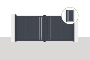 Swing gate 3,5x1,6m GIONA + side gate GIONA H.1,6m grey main_image