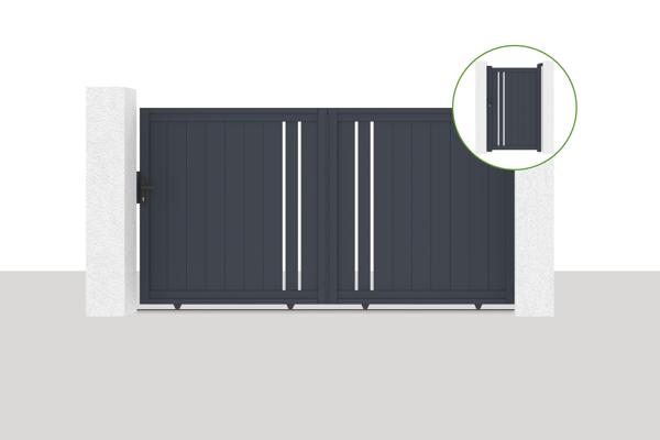 Schiebetor 3x1,6m GIONA + GIONA-Tor H.1,6m grau main image