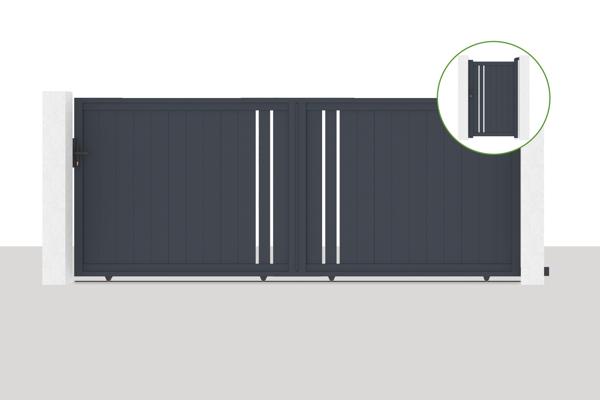 Schiebetor 4x1,6m GIONA + GIONA-Tor H.1,6m grau main image