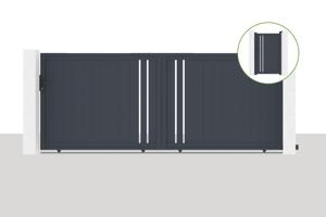 Sliding gate kit 4m GIONA H.160cm + side gate GIONA H.1,6m grey main_image