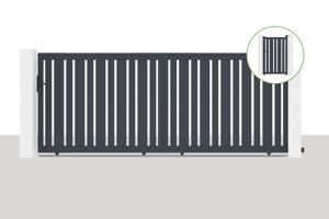 Sliding gate kit 4m VEYMONT H.160cm + side gate 1m VEYMONT H.1,6m grey main_image
