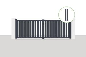 Puerta batiente exterior 3,5x1,2m VEYMONT + 2 posts EIFEL Alt.166cm gris main_image