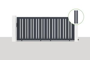 Sliding gate kit 3,5m VEYMONT H.140cm + 2 gate posts EIFEL H.166cm grey main_image