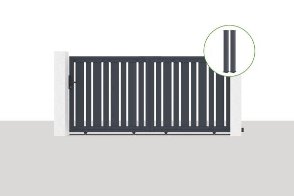 Puerta corredera exterior​ 3m VEYMONT Alt.140cm + 2 posts EIFEL Alt.166cm gris main image
