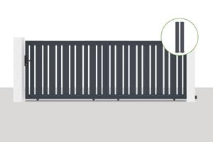 Sliding gate kit 4m VEYMONT H.140cm + 2 gate posts EIFEL H.166cm grey main_image
