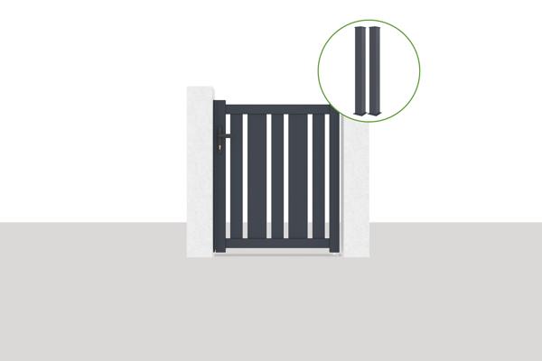 Side gate 1m VEYMONT H.120cm grey + 2 gate posts EIFEL H.166cm grey main image