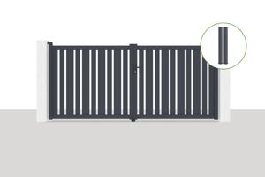 Puerta batiente exterior 3,5x1,6m VEYMONT + 2 posts EIFEL Alt.190cm gris main_image