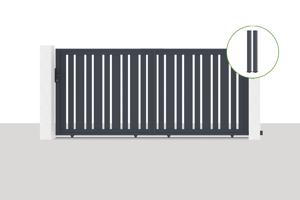 Sliding gate kit 3,5m VEYMONT H.160cm + 2 gate posts EIFEL H.190cm grey main_image