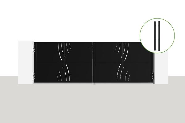 Stalen draaipoort 3,5M NALI VELETA H.120cm Mat zwart + 2 DARIO stalen palen main image