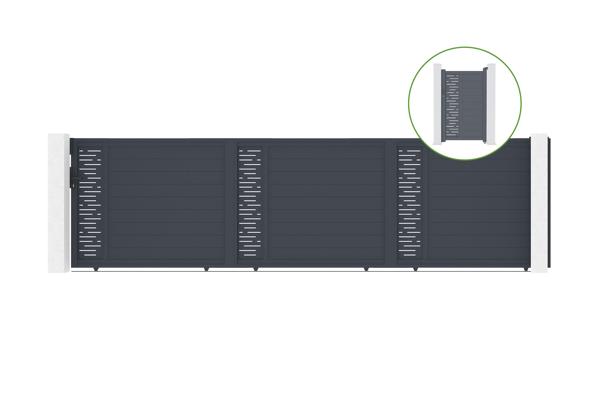 Schiebetor 6 m ARLBERG H.160 cm Aluminium + Tor ARLBERG H160 GRAU main image
