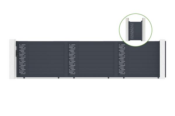 Sliding gate kit 6m ARLBERG H.140cm + side gate ARLBERG H.140cm grey main image