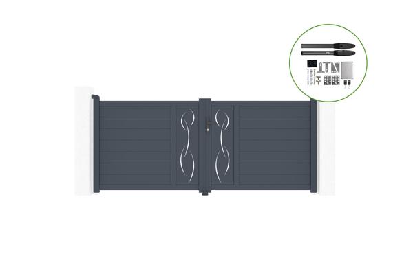 Vippeport 3m LIFE H.120cm aluminium + HICKER B200 motorisering main image