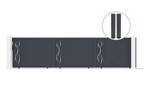 Sliding gate kit 6m LIFE H.140cm + 2 gate posts EIFEL 20x20cm grey main_image