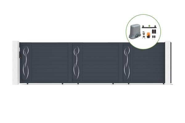 Schiebetor 5m LIFE H.160cm Aluminium + TANKER C600 Motorisierung main image