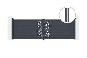 Swing gate 4m SUNNY H.120cm + 2 gate posts EIFEL 15x15cm grey main_image