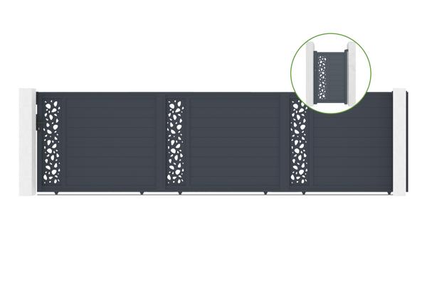 Sliding gate kit 6m SUNNY H.160cm + side gate SUNNY H.160cm grey main image