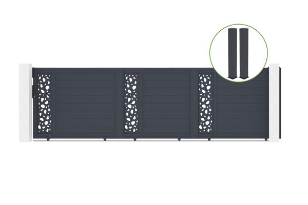 Sliding gate kit 5m SUNNY H.140cm + 2 gate posts EIFEL 20x20cm grey main image