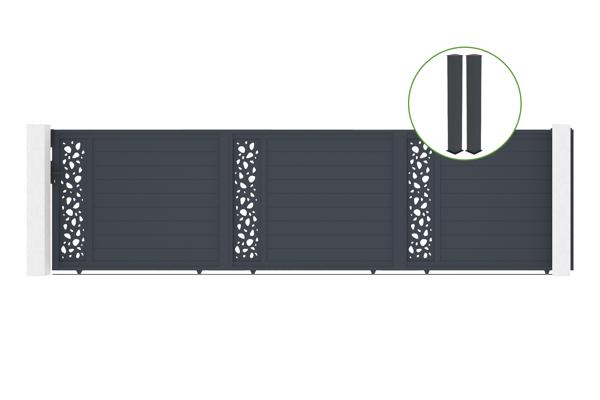 Sliding gate kit 6m SUNNY H.160cm + 2 gate posts EIFEL 20x20cm grey main image