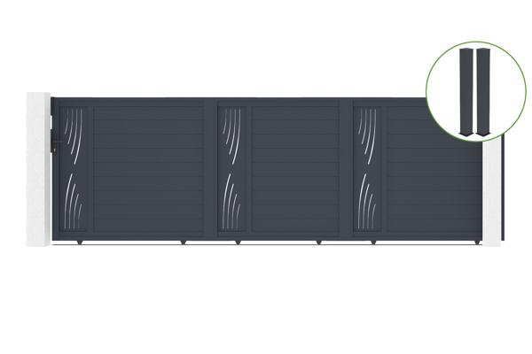 Sliding gate kit 5m VELETA H.160cm + 2 gate posts EIFEL 20x20cm grey main image