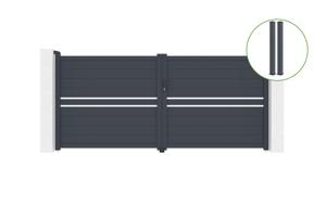 Swing gate 3,5m CIMONE H.160cm + 2 gate posts EIFEL 15x15cm grey main_image