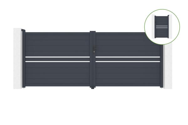 Swing gate 4m CIMONE H.160cm + side gate CIMONE H160 grey main image
