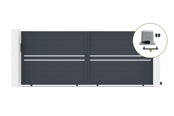 Schiebetor 4m CIMONE H.160cm Aluminium + RANGER C300 Motorisierung main image