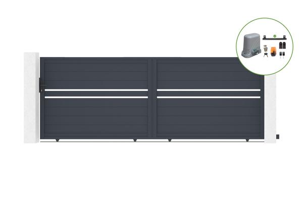 Schiebetor 4m CIMONE H.140cm Aluminium + TANKER C600 Motorisierung main image