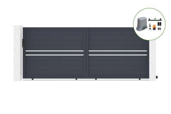 Schiebetor 4m CIMONE H.160cm Aluminium + TANKER C600 Motorisierung main image
