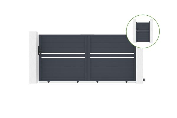 Schuifpoort 3m CIMONE H.140cm aluminium + poort CIMONE H140 GRIJS main image