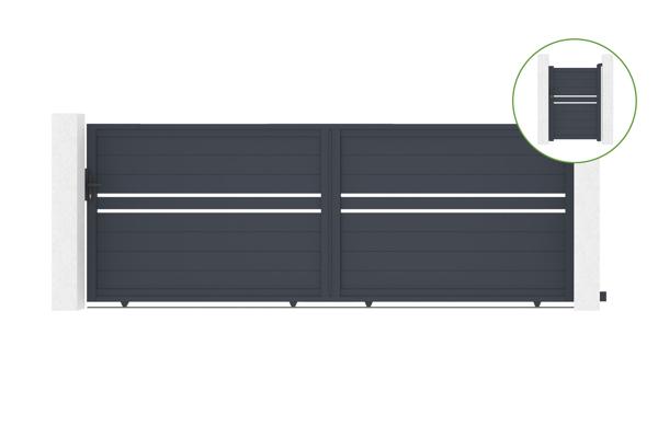 Schiebetor 4m CIMONE H.140cm Aluminium + Tor CIMONE H140 GRAU main image